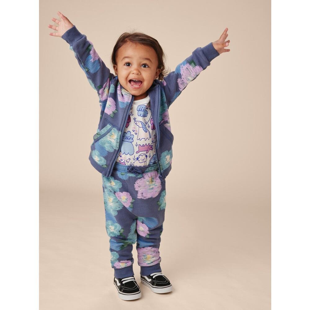 Tea Collection Floral Hoodie Jogger Set Girls 12–18 Months Impressionist Roses